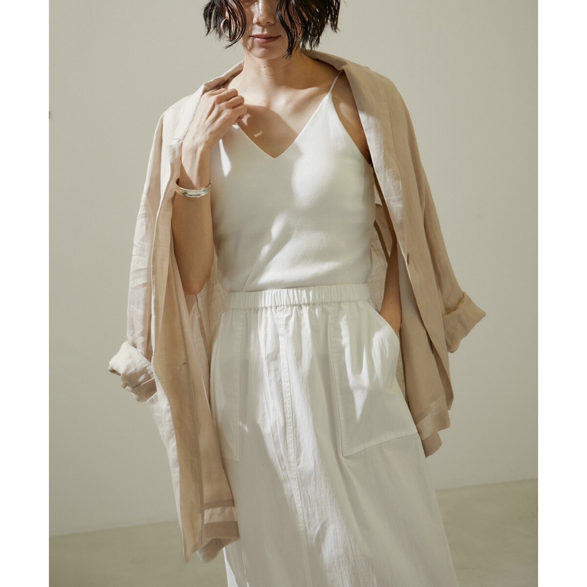 サロン アダム エロペ 【 クリーニング済 】シアーリネン テーラードジャケット SALON adam et ropé(サロン アダム エ ロペ) / シアーリライム