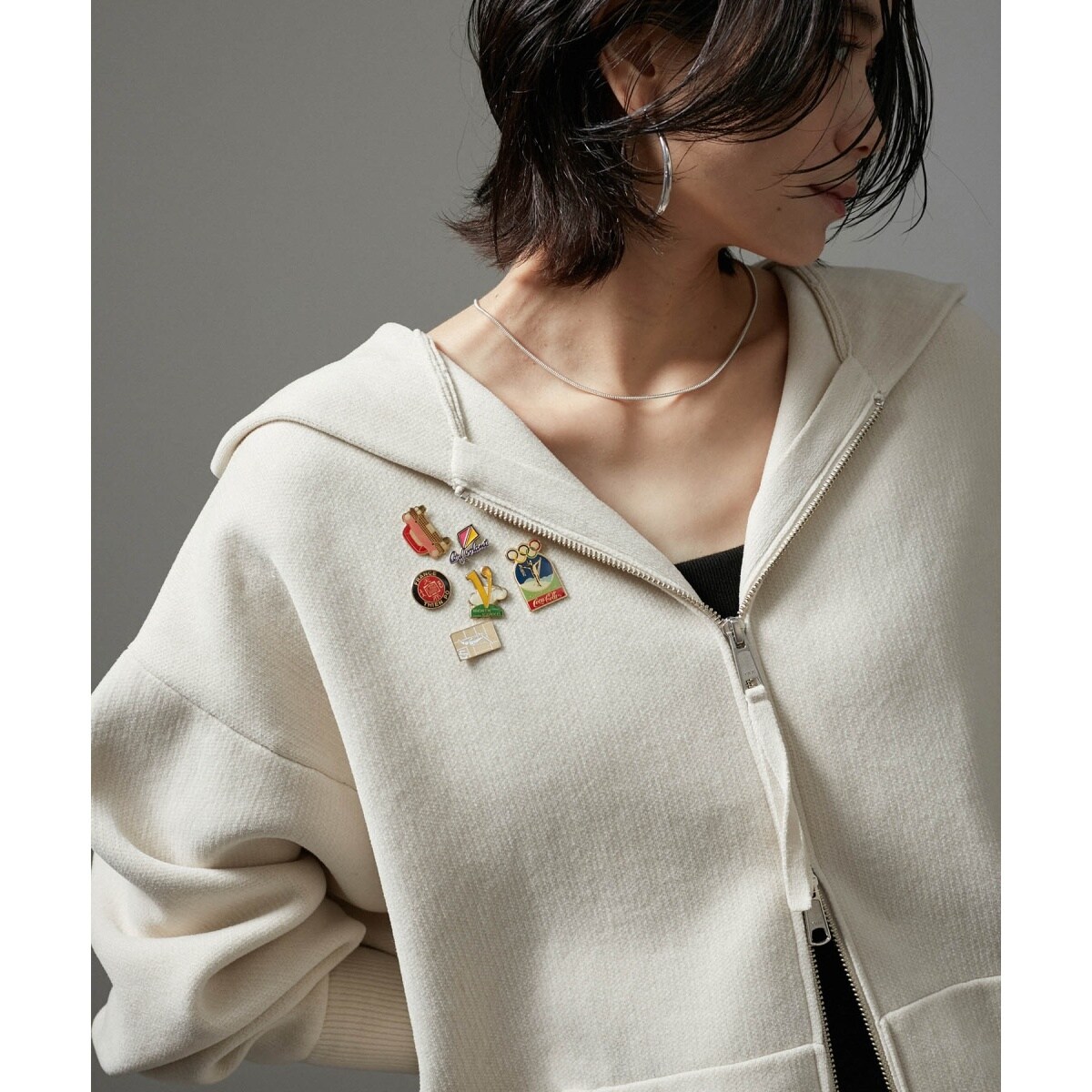 ダブルジップフードパーカー-CreamyCotton /クリーミーコットン- ダブルジップフードパーカー-CreamyCotton /クリーミーコットン