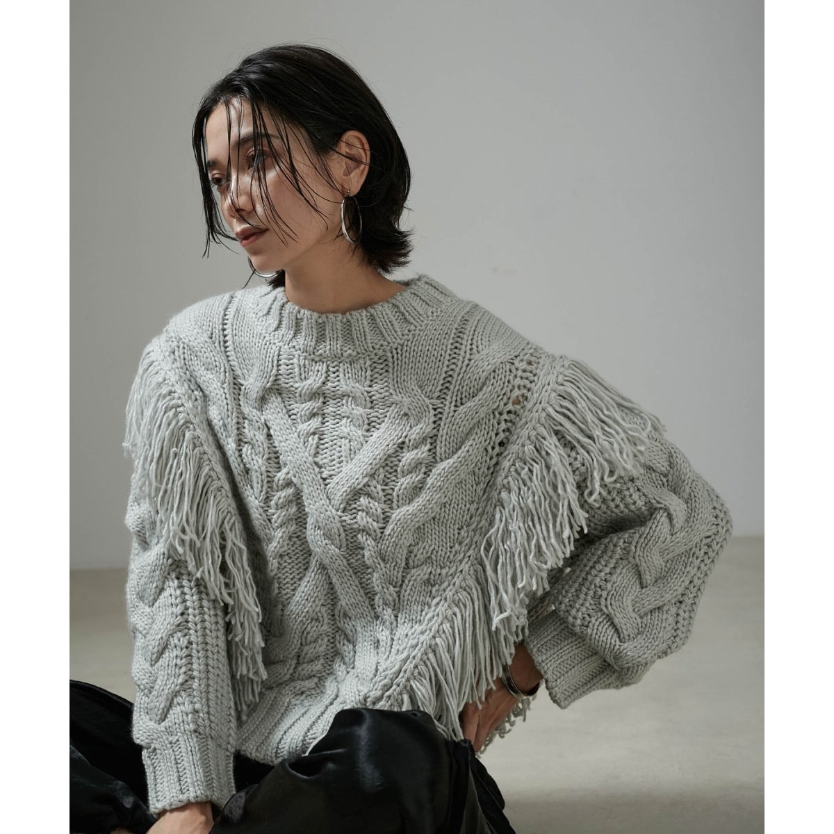 WEB限定】ケーブルフリンジニット | サロン アダム エ ロペ(SALON adam