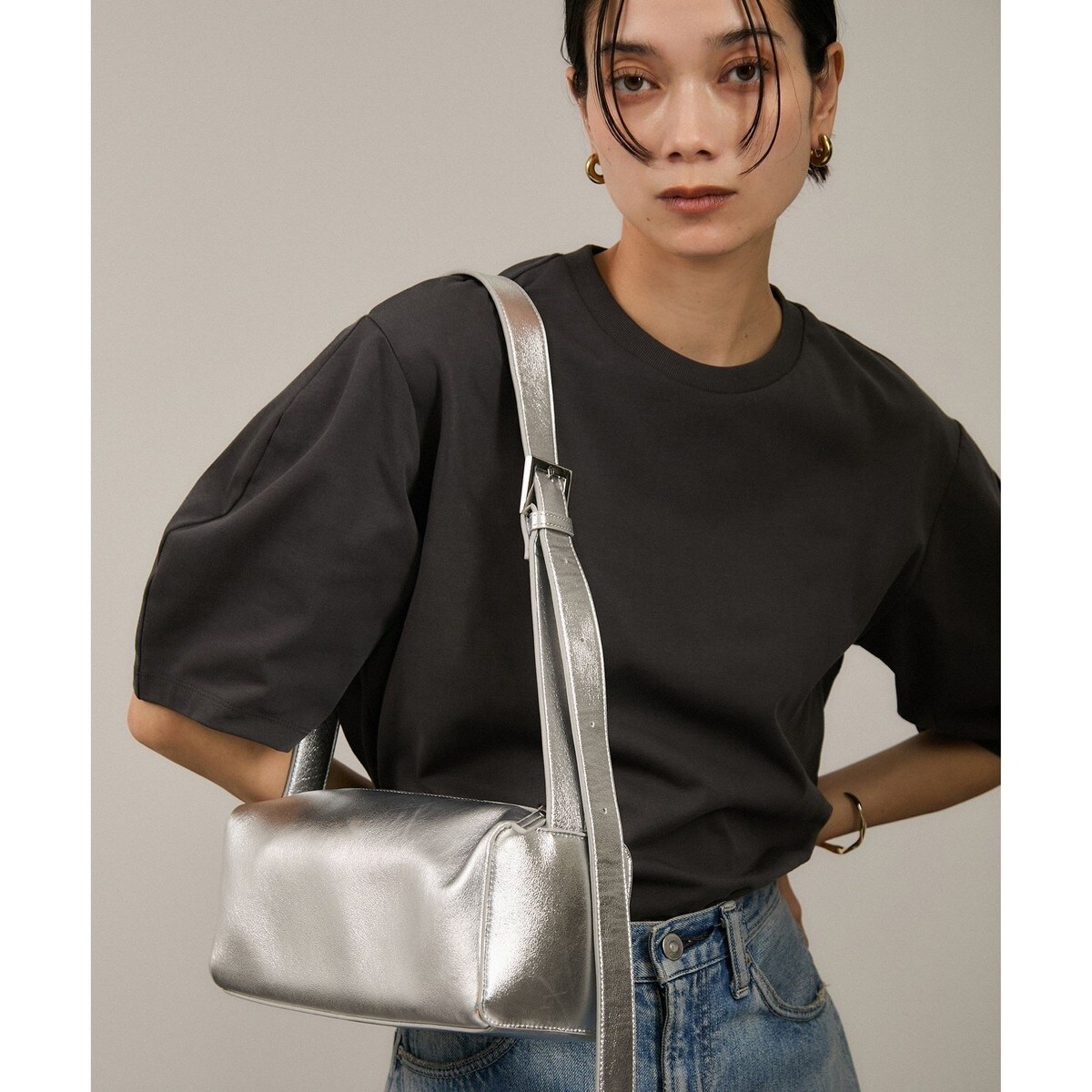 サロンアダムエロペ レザーボックスショルダーバッグ SALON adam et rope'｜レザーボックスショルダーバッグ