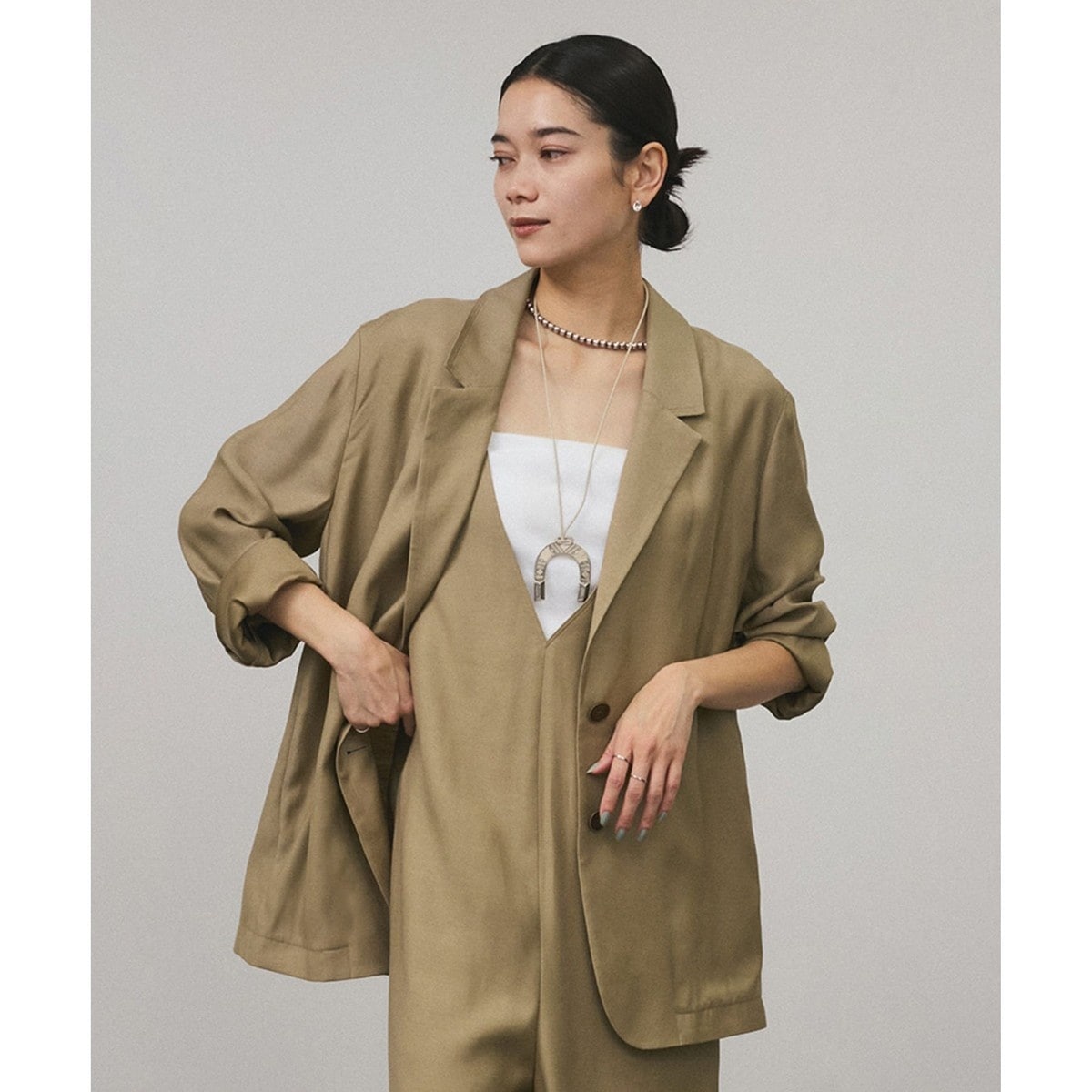 サロン アダム エ ロペ / リネンライクリラックスジャケット 24SS SALON adam et rope'（サロン アダム エ ロペ）の「[24SS]リネン