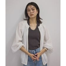 シアーギャザージップブルゾン/ブラウス［冷房対策・日除け］