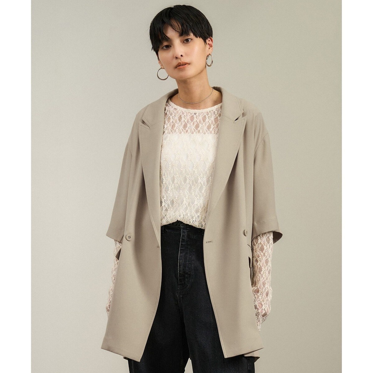 【SLOBE IENA】24SS　テレデランダブルジャケット　ナチュラル SLOBE IENA（スローブイエナ）の「《予約》テレデランダブル