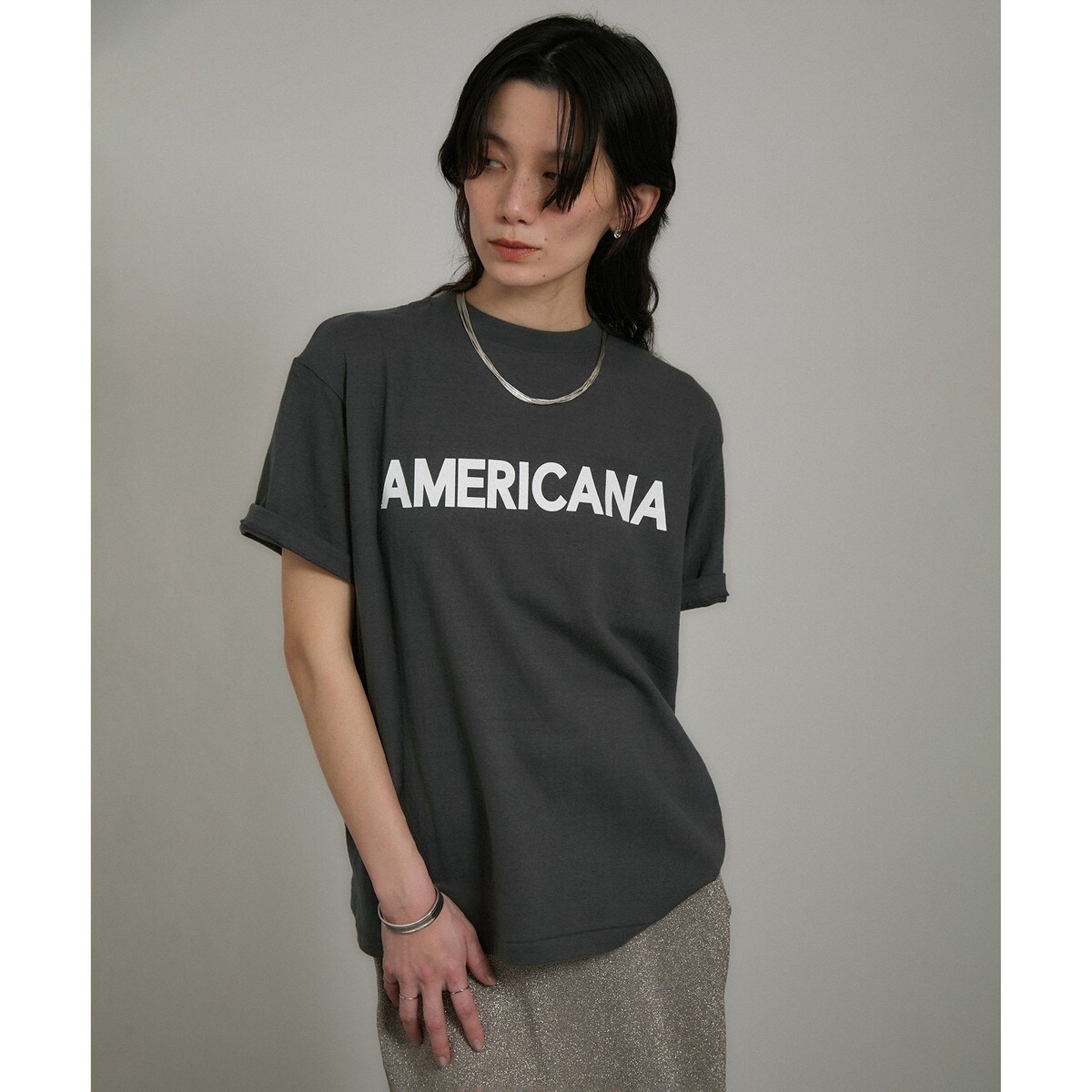 【Americana（アメリカーナ）】ラフィー丸胴 プリントT SALON adam et ropé(サロン アダム エ ロペ) / 【Americana