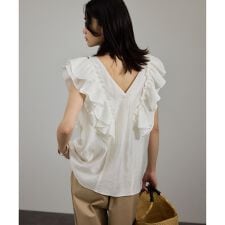 【WEB限定】2WAYギャザーフリルノースリーブブラウス