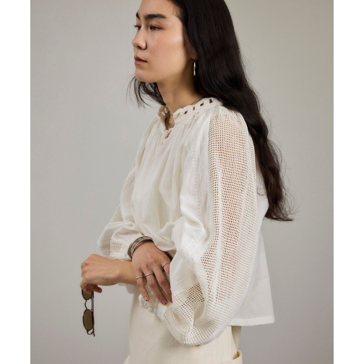 SALON adam et rope' ボリュームスリーブブラウス ホワイト SALON adam et rope'｜ボリュームスリーブブラウス | Rakuten