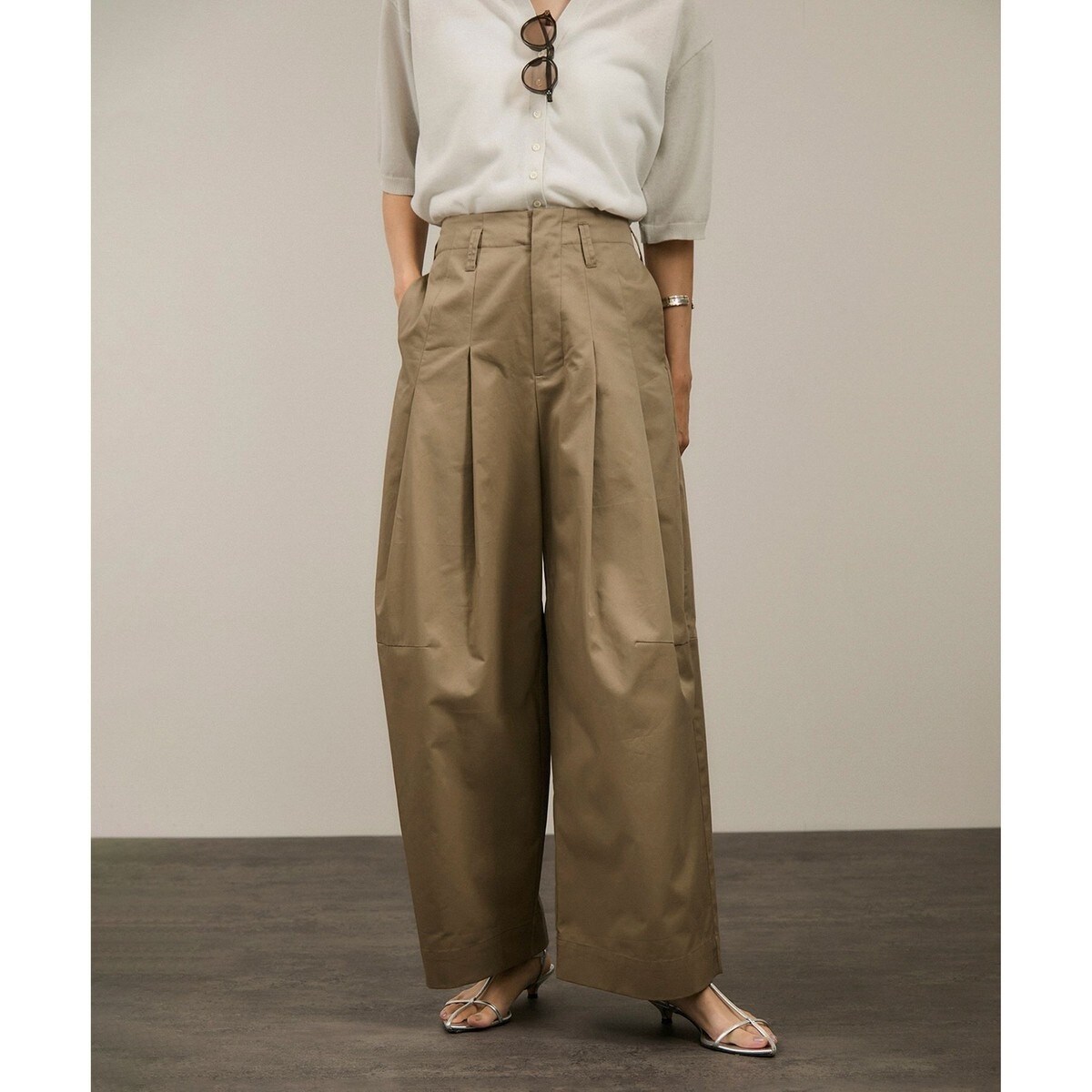 WEB限定】コットンツイルワイドフォルムパンツ/カーブパンツ