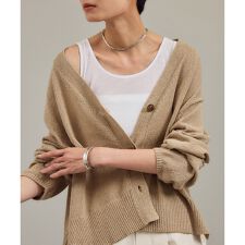 ペーパーヤーンVネックカーディガン［手洗い可/和紙素材］