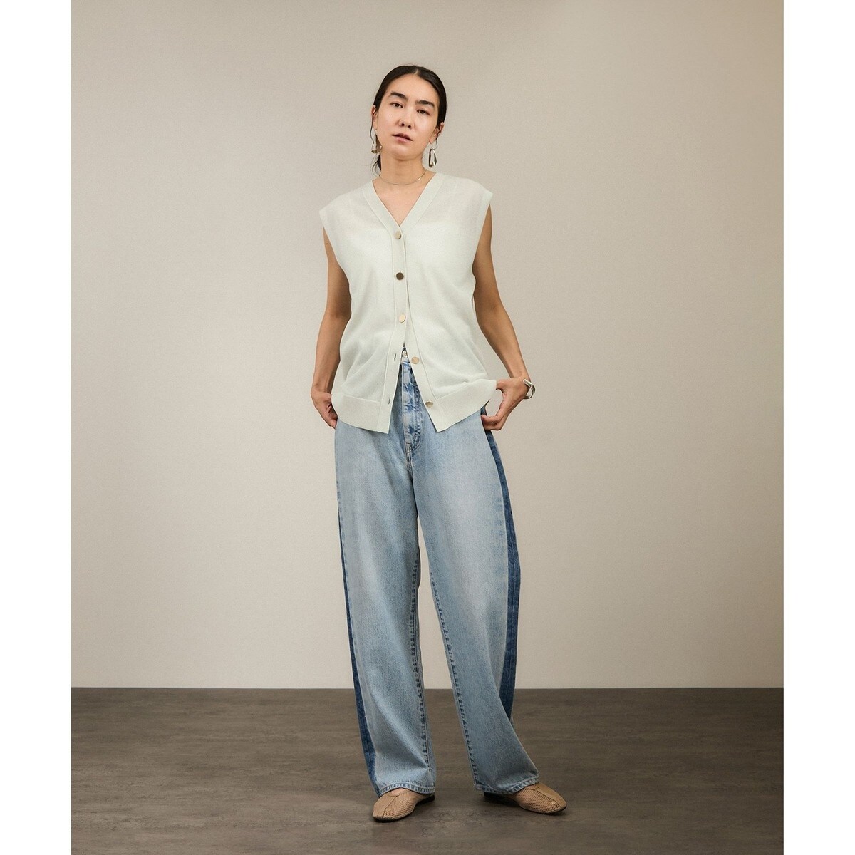 WEB限定】ドライタッチメタルボタンニットジレ / ベスト［洗える