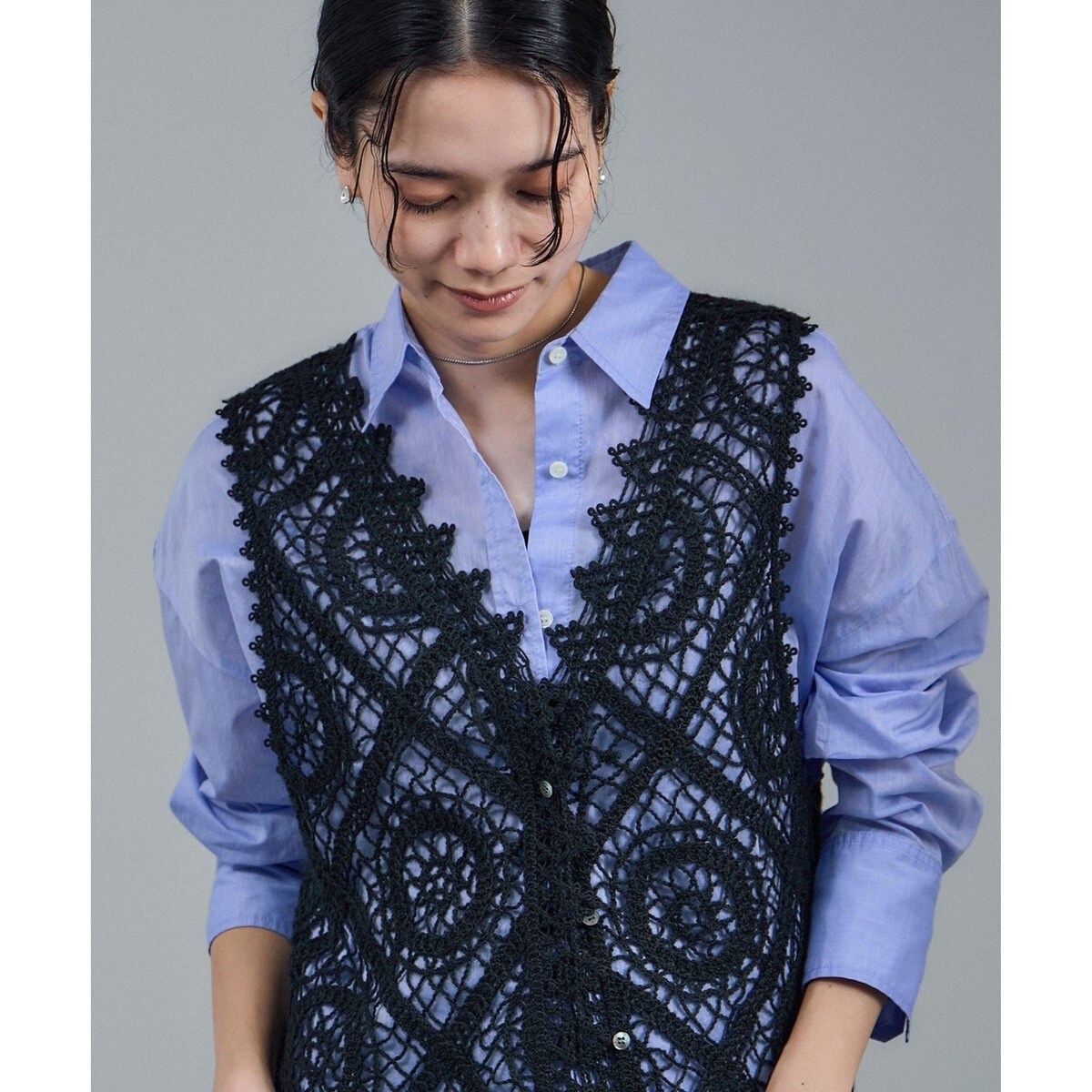 シルクブレンドラッフルカラーブラウス | サロン アダム エ ロペ