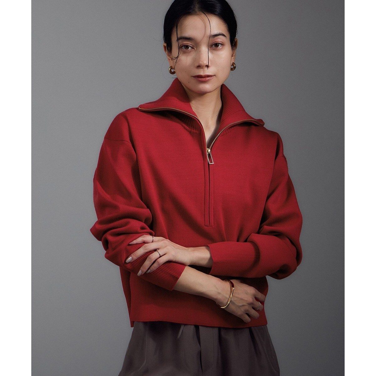 サロン アダム エ ロペ（SALON adam et rope’ ）/ハーフジップウールニットスウェットプルオーバー ハーフジップウールニットスウェットプルオーバー | サロン アダム エ