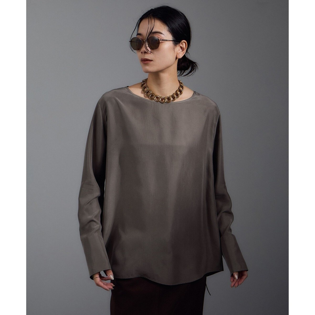 サロン アダム エ ロペ（SALON adam et rope’ ）/[25AW]GENTLE SILK ロングスリーブプルオーバー【セットアップ対応・洗える】 25AW]GENTLE SILK ロングスリーブプルオーバー【セットアップ対応