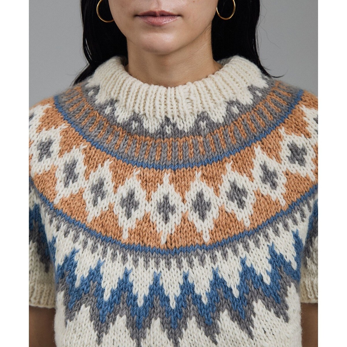 WEB限定】フェアアイルハーフスリーブハンドニット