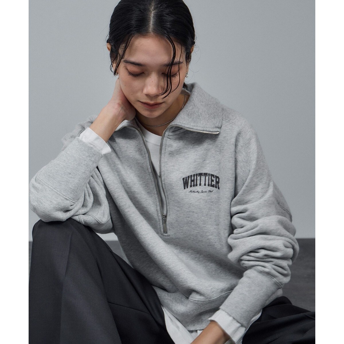BEAUTY＆YOUTH 別注Champion ハーフジップスウェット 別注】＜Champion＞ハーフジップ ノースリーブ スウェット