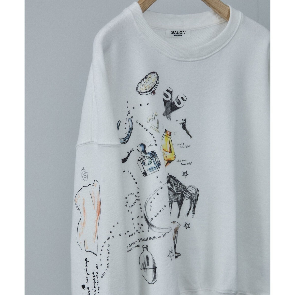 【新品】サロンアダムロペ　アズマ裏毛スケッチプリントスウェット SALON adam et ropé(サロン アダム エ ロペ) / アズマ裏毛スケッチ