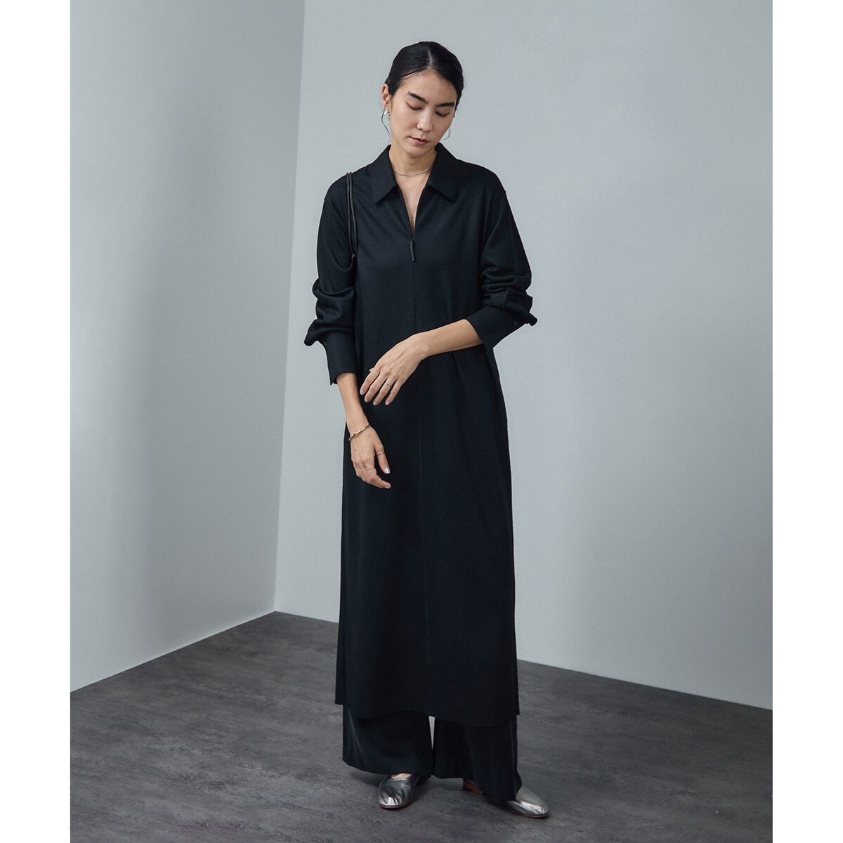 サロン アダムエロペ　 ハンドウィーブ2WAYワンピース　ロング WEB限定】ハンドウィーブ2WAYワンピース/24SS【洗える