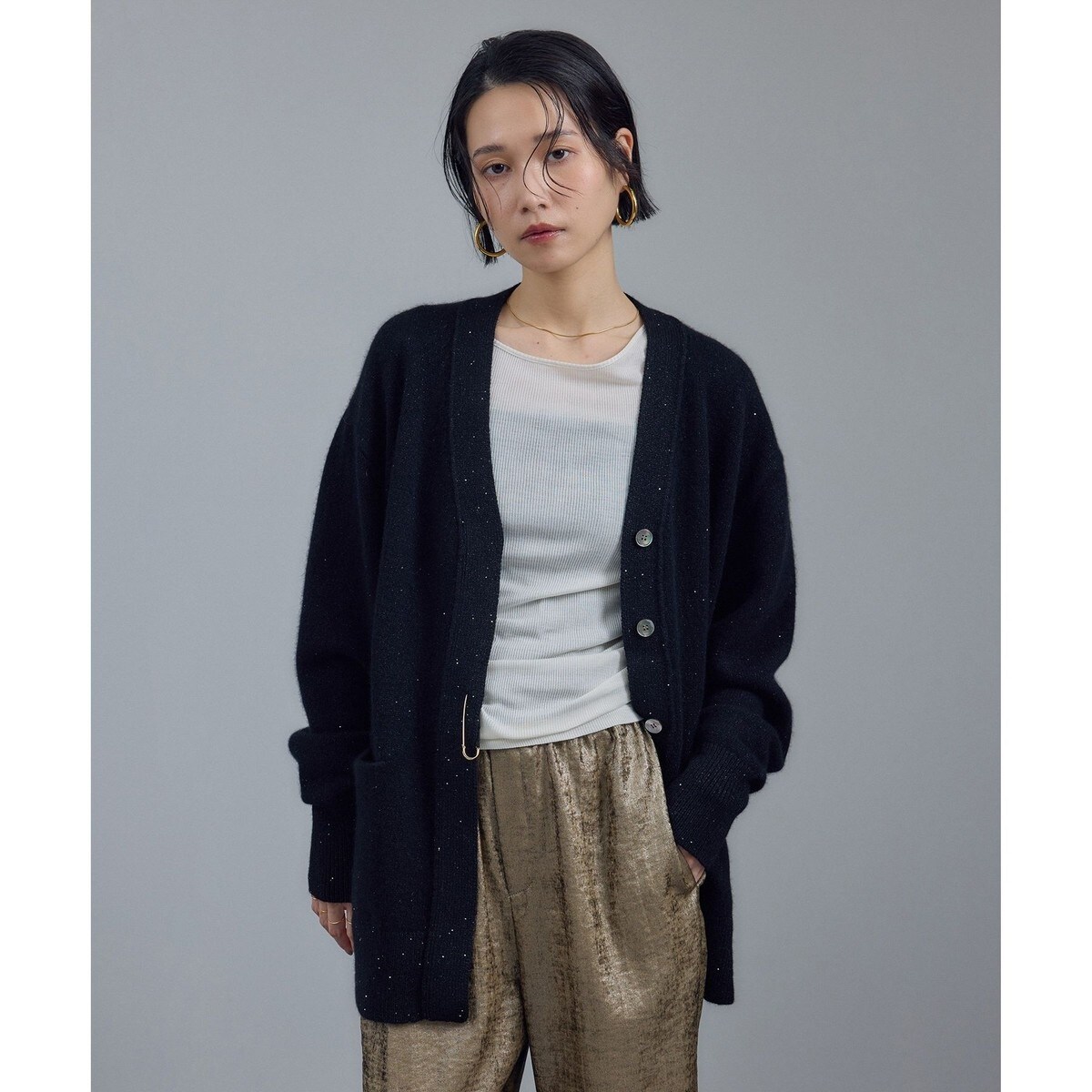 パールボタン ミラノリブVネックカーディガン | イエナ(IENA) | マルイ
