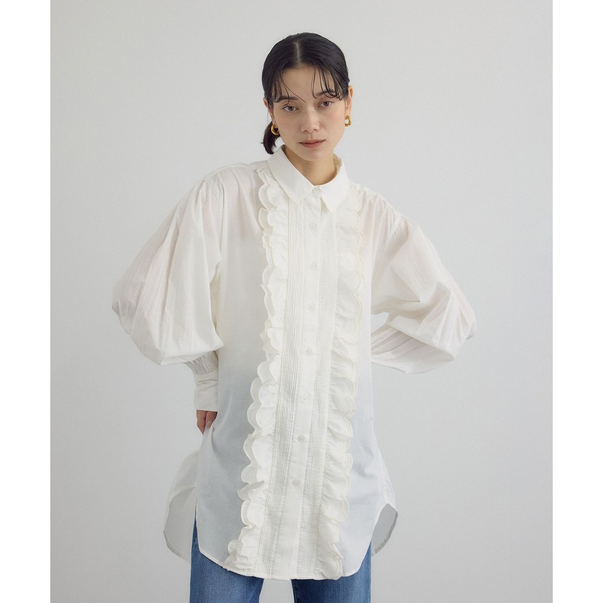 crinkle crinkle crinkle】フロントスカラップリボンブラウス | サロン