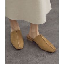 【W S（ドゥーブル）】レザーフラットミュール