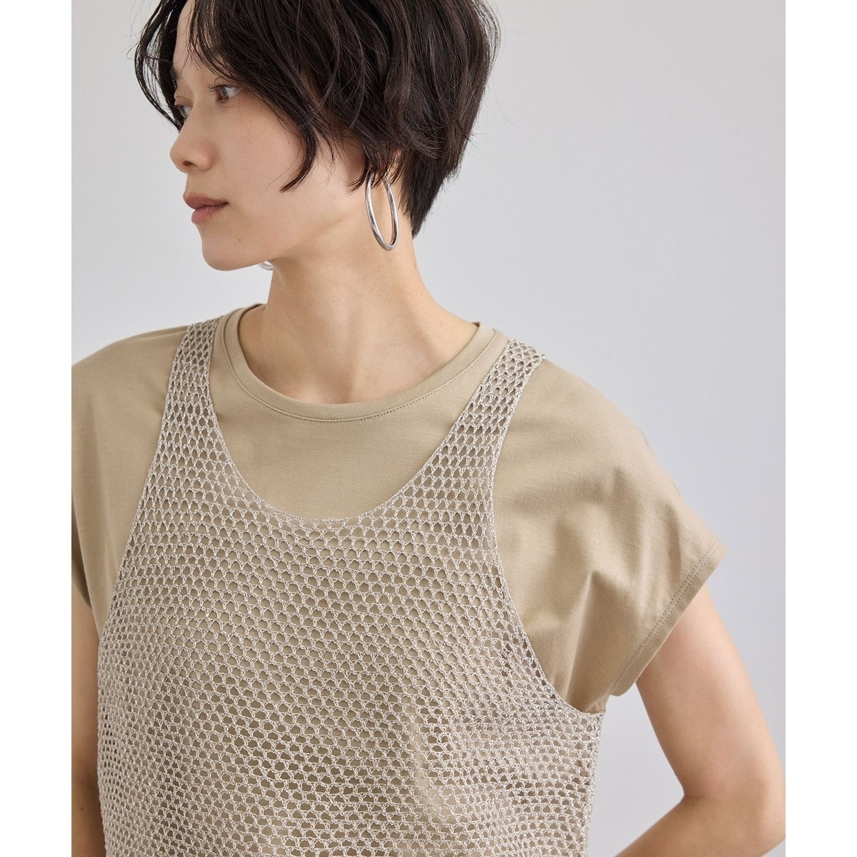 新品 Paloma Wool ギャザー メッシュ レイヤード タンクトップ LIENCOEUR タンクトップ ノースリーブ メッシュレイヤードタンク