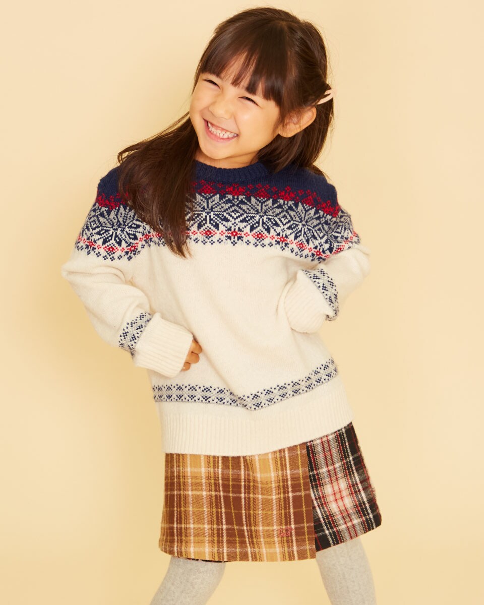 ガールズ 2才～4才)ケーブルニット コットン ペプラム カーディガン