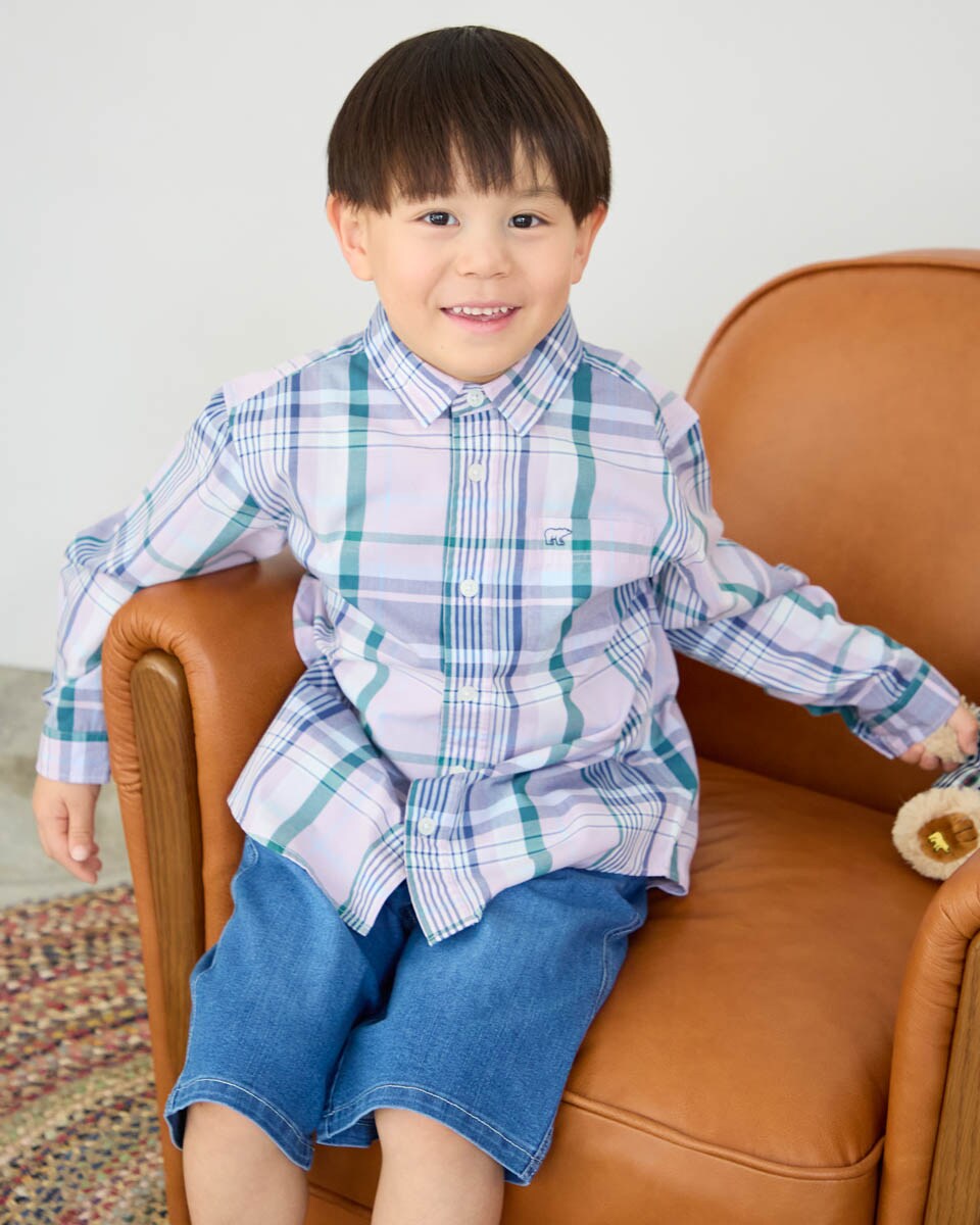 SHIPS KIDS:100～130cm / ストライプ レギュラーカラー シャツ