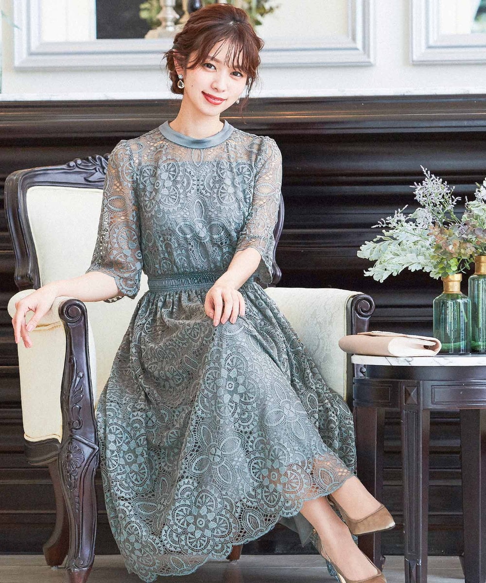 パーティードレス　ニアナ ニアナ niana 総レースロングレーススカート 結婚式ワンピース