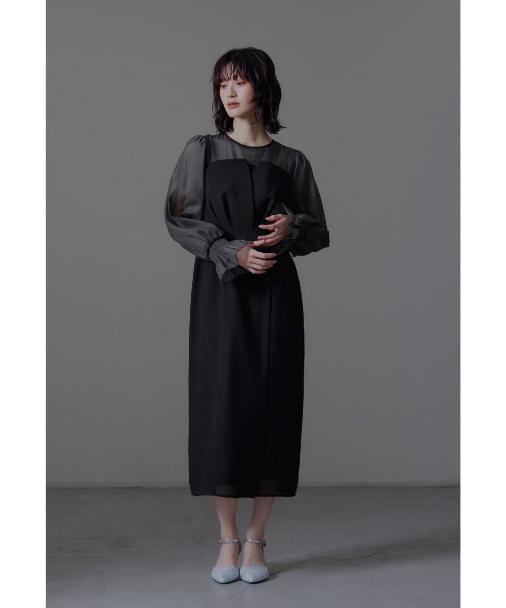 花柄刺繍パフスリーブボレロバックリボンマーメイドドレス | レジャ