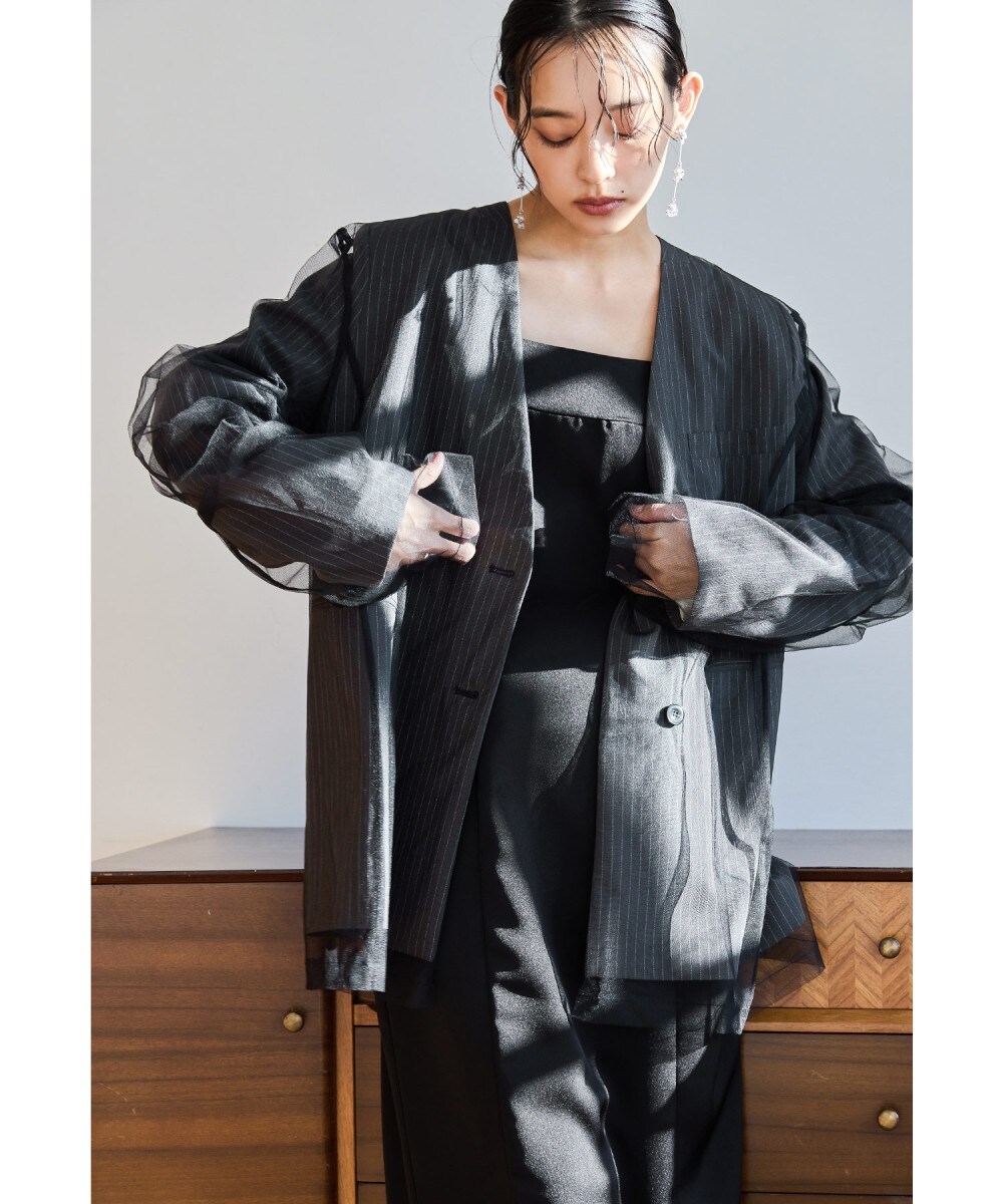 ANDRESD ボクシーレイヤードチュールジャケットS【⚠️21日まで限定価格⚠️】 niana ニアナ ボクシーレイヤードチュールジャケット[品番
