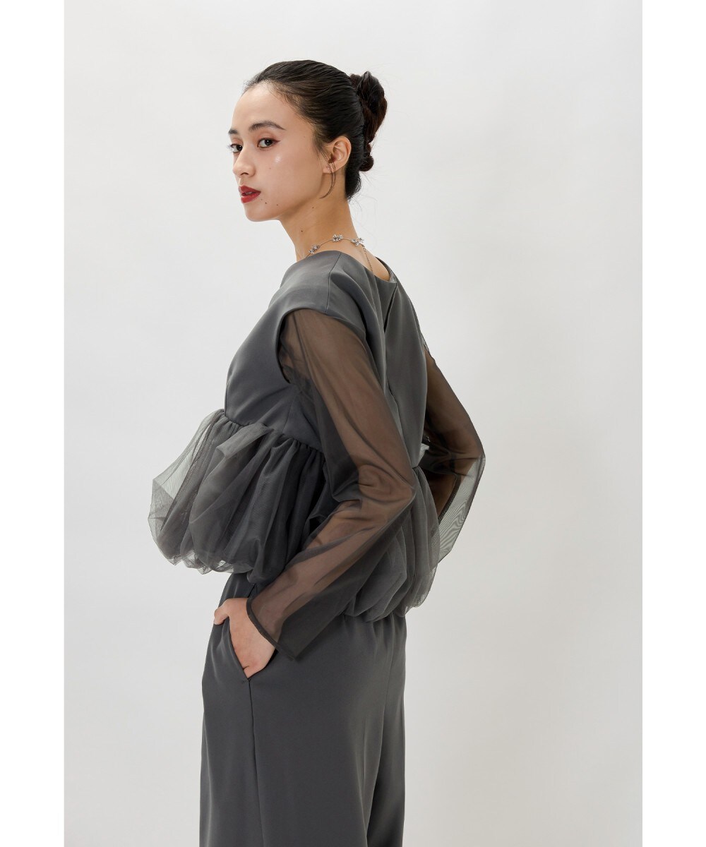 niana チュールジレセットドレス （ベージュ×チャコール） M niana チュールジレセットドレス （ベージュ×チャコール） M