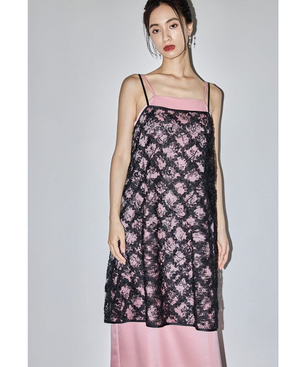 LEJA-2WAYブラウスプリーツキャミワンピースセットアップ美脚効果