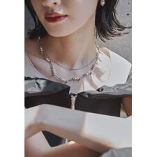 パールチェーン二連ショートネックレス