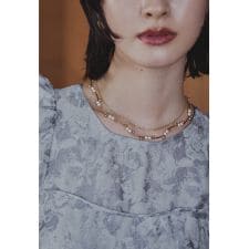 パールチェーン二連ショートネックレス