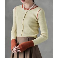 バイカラーニットカーディガン