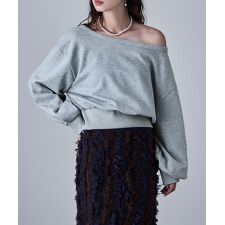 裏毛オフショルダークロップドスウェット