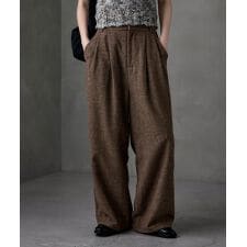 チェックツイードタックワイドパンツ