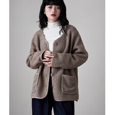 ノーカラーライトボアコート