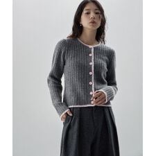 配色ステッチニットカーディガン