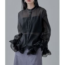 オーガンジーフリルブラウス