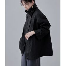 スタンドカラーAラインコート