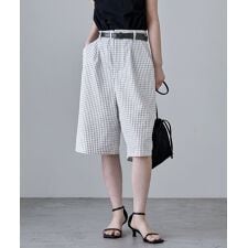 チェック柄タックハーフパンツ