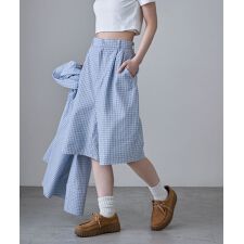 チェック柄タックハーフパンツ