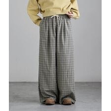 チェック柄コットンワイドパンツ