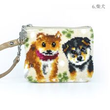 犬猫柄 ミニストラップポーチ 小物入れ 柴犬 シバ犬 カバンに取り付けられる ペット レディース