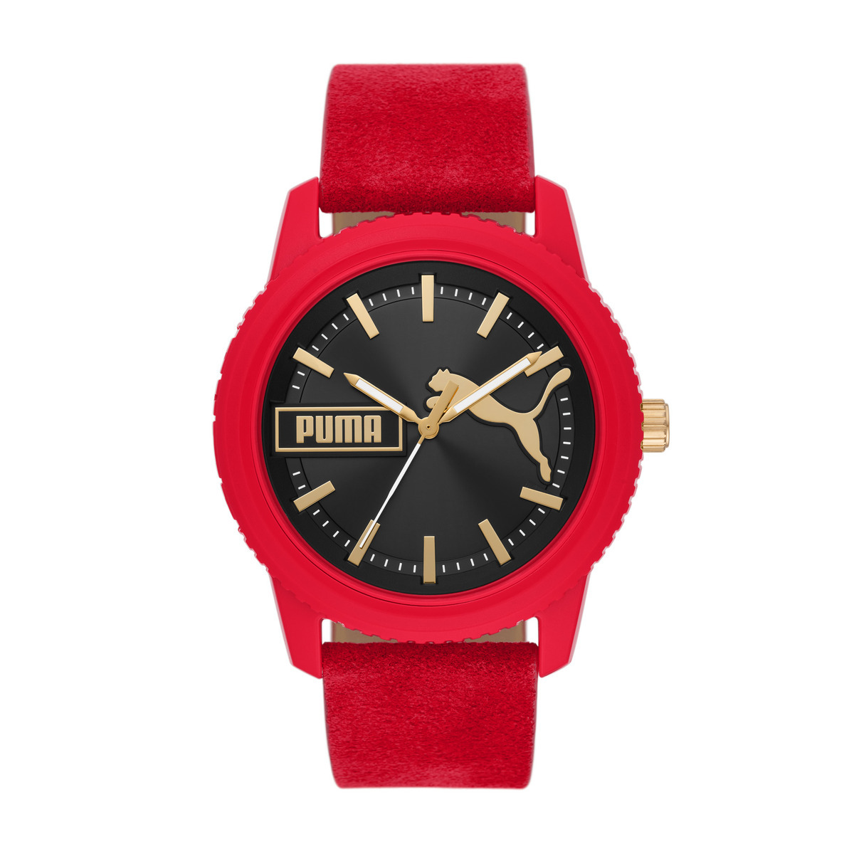 安全 PUMA メタル時計 電池式 プーマ 赤 レッド
