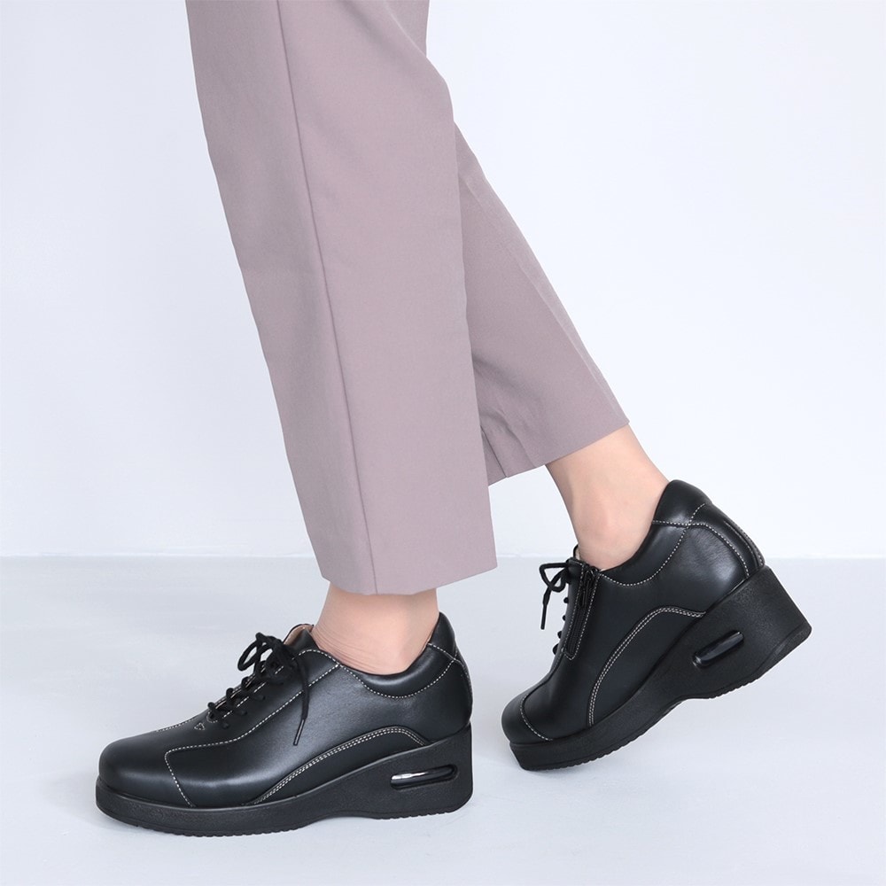 足に優しい厚底シューズ ピエールリッチ 山羊革エアークッション 靴 4E相当