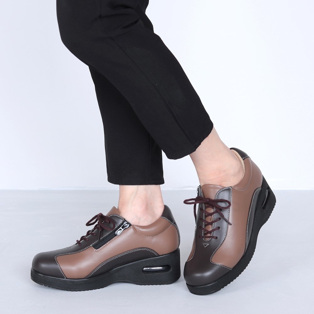 足に優しい厚底シューズ ピエールリッチ 山羊革エアークッション 靴 4E相当