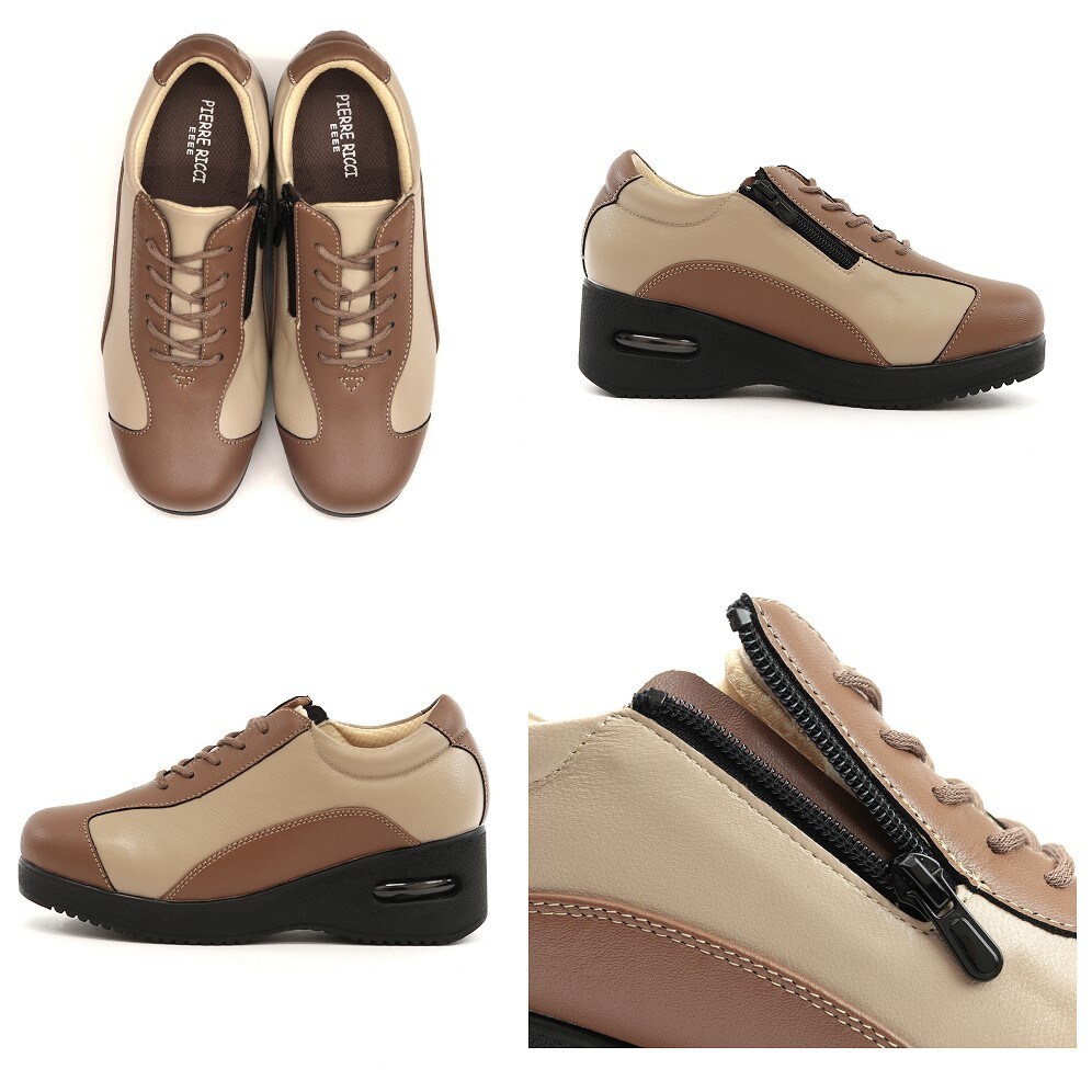 足に優しい厚底シューズ ピエールリッチ 山羊革エアークッション 靴 4E相当