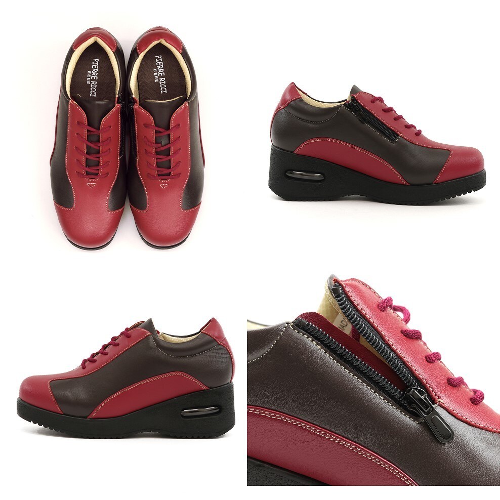 足に優しい厚底シューズ ピエールリッチ 山羊革エアークッション 靴 4E相当