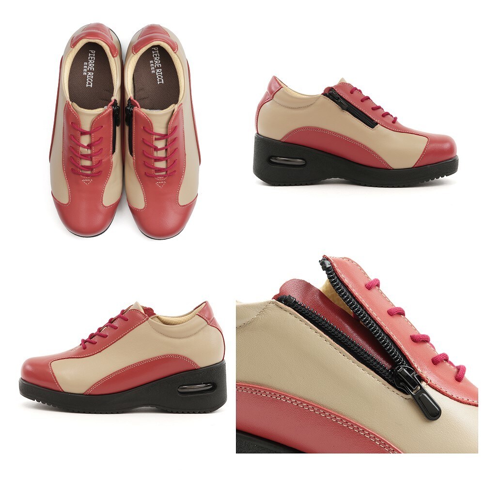 足に優しい厚底シューズ ピエールリッチ 山羊革エアークッション 靴 4E相当